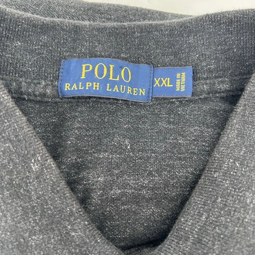 Polo Ralph Lauren‎ Polo Shirt Mens 2XL Black Heather Burgundy Pony Logo Preppy